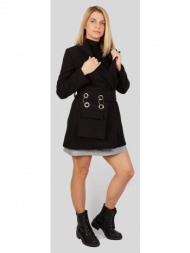 μεσάτο γυναικείο παλτό με τσαντάκι στη ζώνη 64% πολυεστερ