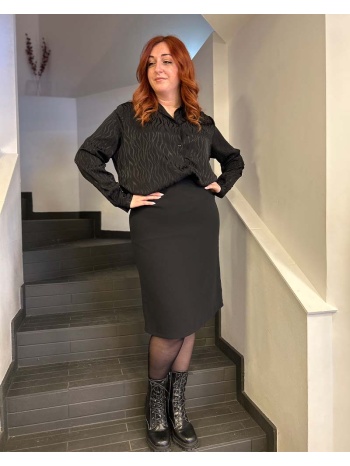 gap bigsize γυναικεία μιντι μαύρη φούστα 35% βισκοζη, 65%