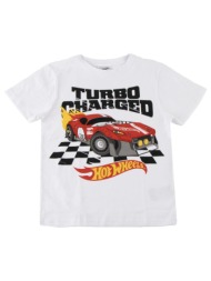 hot wheels turbo παιδικό κοντομάνικο μπλουζάκι λευκό λευκό