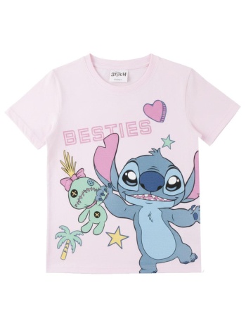 disney lilo and stitch παιδικό κοντομάνικο μπλουζάκι ροζ ροζ