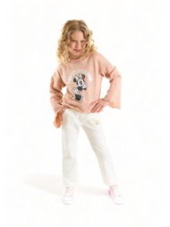 σετ cimpa για κοριτσι μπλουζα βαμβακερη με πλεξη και παντελονι κοτλε minnie mouse πουδρα