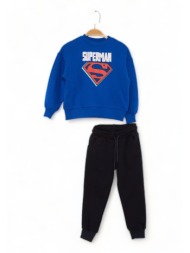 σετ φόρμα για αγόρι βαμβακερή cimpa με κέντημα superman μπλε σκούρο