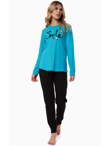 γυναικεια πυτζαμα χειμερινη happy dreams smile πετρολ