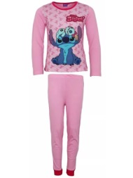 παιδική πιτζάμα χειμωνιάτικη βαμβακερή disney lilo and stitch ροζ