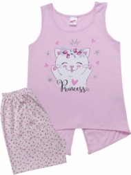 παιδική αμάνικη πυτζάμα minerva cat princess ροζ 90-61811-157 ροζ