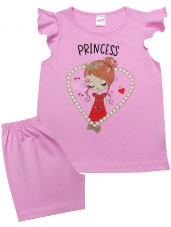 παιδική αμάνικη πυτζάμα minerva pearl princess ροζ