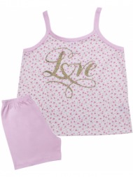 παιδική πυτζάμα μπριτέλα minerva love floral εκρού- ροζ 90-61812-085 εκρού-ροζ