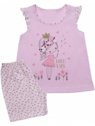 παιδική κοντομάνικη πυτζάμα minerva princess dreams ροζ 90-61781-157 ροζ