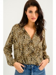 κρουαζέ μπλούζα με leopard print (multi)