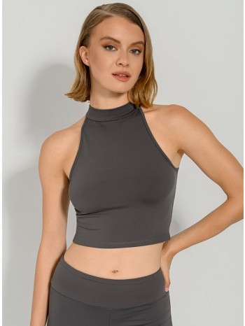 αμάνικο λύκρα κροπ τοπ με ψηλό λαιμό (anthracite) σε προσφορά