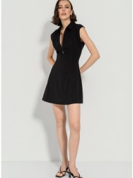 μίνι φόρεμα με γιακά με φερμουάρ (black)