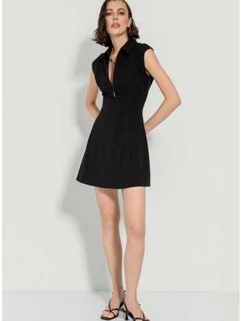 μίνι φόρεμα με γιακά με φερμουάρ (black) σε προσφορά