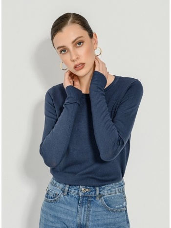 basic πλεκτό με στρογγυλή λαιμόκοψη (blue)