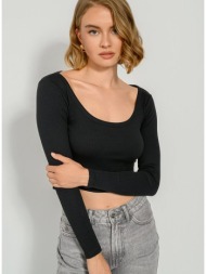 ριπ κροπ τοπ με μακριά μανίκια (black)