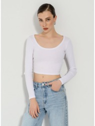 ριπ κροπ τοπ με μακριά μανίκια (white)