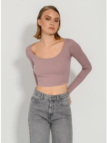 ριπ κροπ τοπ με μακριά μανίκια (dusty.lilac) σε προσφορά