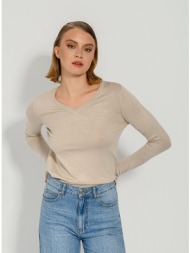 basic πλεκτό με v ντεκολτέ (sand)