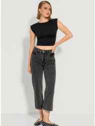 straight leg κροπ ντένιμ (black)