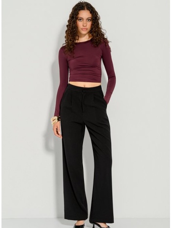 λύκρα κροπ τοπ με μακριά μανίκια (berry) σε προσφορά