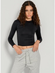 λύκρα κροπ τοπ με μακριά μανίκια (black)
