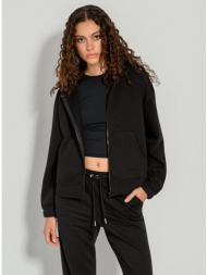 φούτερ ζακέτα με κουκούλα (black)