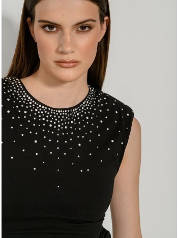 αμάνικο τοπ με στρας και σούρες (black) σε προσφορά