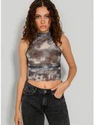 αμάνικο tie-dye κροπ τοπ με ψηλή λαιμόκοψη (multi)