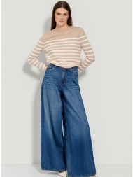 basic ριγέ πλεκτό με λεπτομέρεια κουμπιών (beige/offwht)