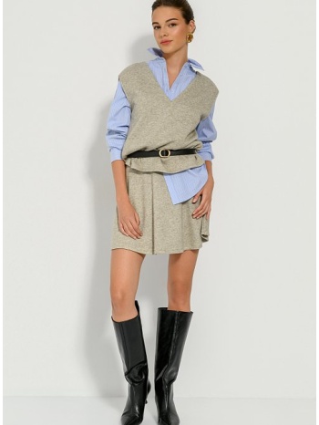 μίνι φούστα με απαλή υφή (taupe)