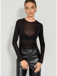 ημιδιάφανο mesh τοπ με μακριά μανίκια (black)