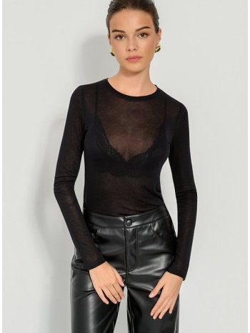 ημιδιάφανο mesh τοπ με μακριά μανίκια (black) σε προσφορά