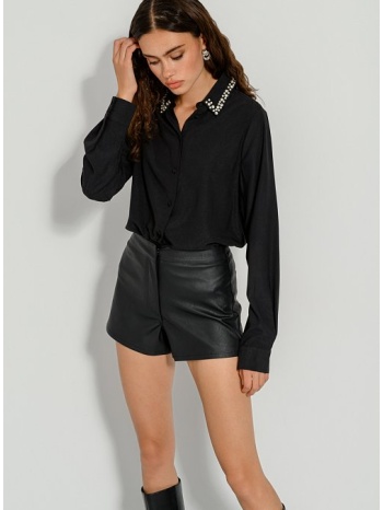 σορτς σε όψη δερματίνης (black) σε προσφορά