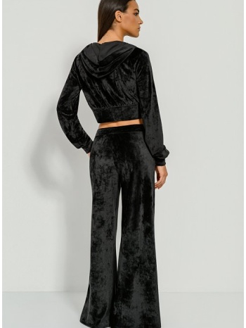 φούτερ φόρμα wide leg με βελούδινη υφή (black) σε προσφορά