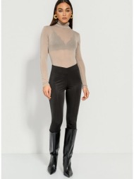 κολάν με v μέση και γυαλιστερή όψη (black)