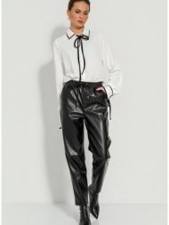 jogger παντελόνι σε όψη δερματίνης (black)