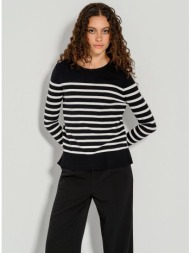 basic ριγέ πλεκτό με λεπτομέρεια κουμπιών (black/white)