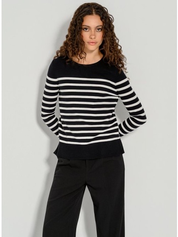 basic ριγέ πλεκτό με λεπτομέρεια κουμπιών (black/white) σε προσφορά