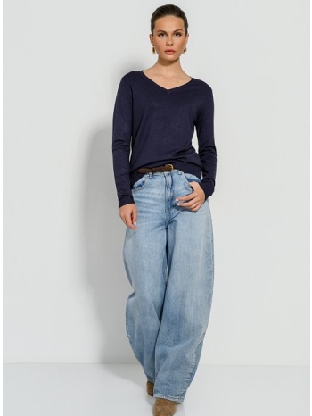 basic πλεκτό με v ντεκολτέ (navy)