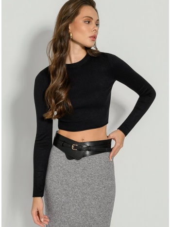 πλεκτό basic κροπ τοπ (black) σε προσφορά