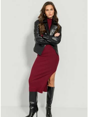 midi πλεκτό ριπ φόρεμα με σκίσιμο (berry) σε προσφορά