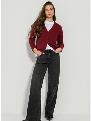 πλεκτή ριπ ζακέτα με v λαιμόκοψη (berry) σε προσφορά