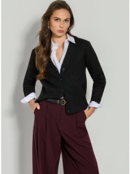 πλεκτή ριπ ζακέτα με v λαιμόκοψη (black)