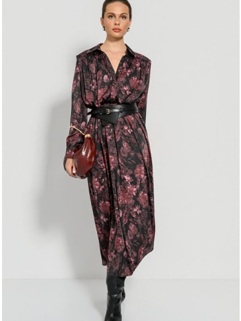 midi σεμιζιέ φλοράλ φόρεμα με σατινέ υφή (multi)