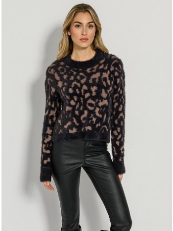 πλεκτό λεοπάρ χνουδωτό πουλόβερ (multi)