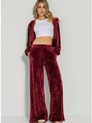 φούτερ φόρμα wide leg με βελούδινη υφή (berry)