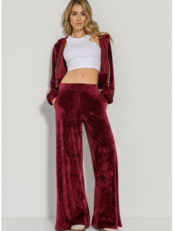 φούτερ φόρμα wide leg με βελούδινη υφή (berry) σε προσφορά