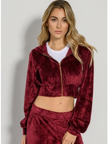 κροπ φούτερ ζακέτα με βελούδινη υφή (berry) σε προσφορά