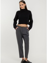 carrot παντελόνι με πιέτες και ζώνη (anthracite)