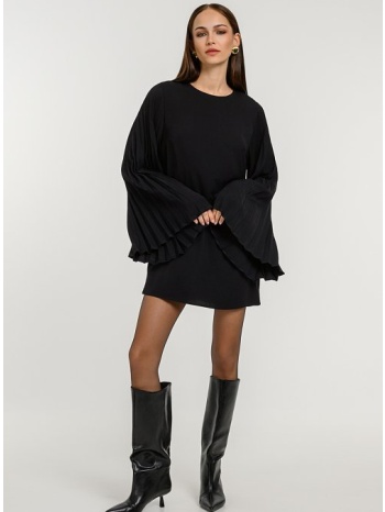 μίνι φόρεμα με φαρδιά πλισέ μανίκια (black) σε προσφορά