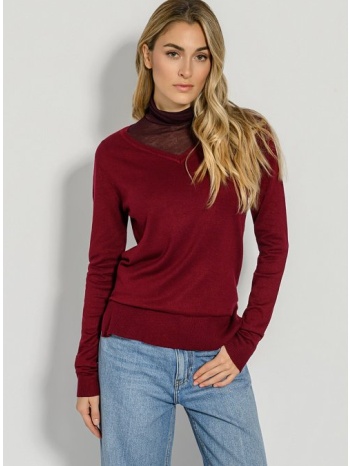 basic πλεκτό με v ντεκολτέ (berry)